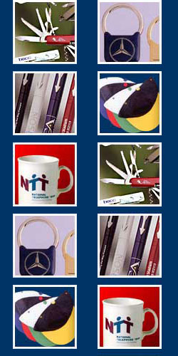 business gifts, logo, pens, t-shirts, keyrings, mousemats, mugs, baseball caps, coasters, executive toys, calculators, golf balls, torches, Post-it Notes, Stationary, Corporate Gifts