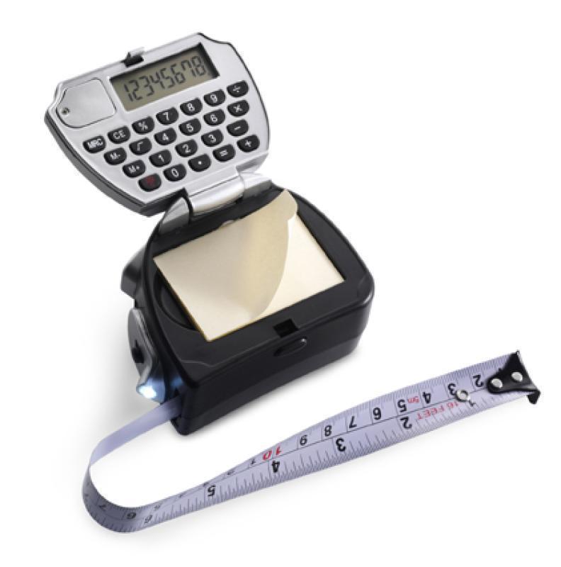 Tape measure with calculator, note pad and light, 5m (D)