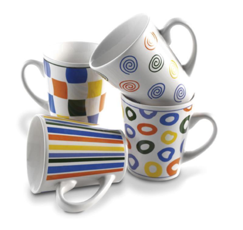 Coffee mugs in colourful design (0.25 litre) in a gift box, 4pc (D)