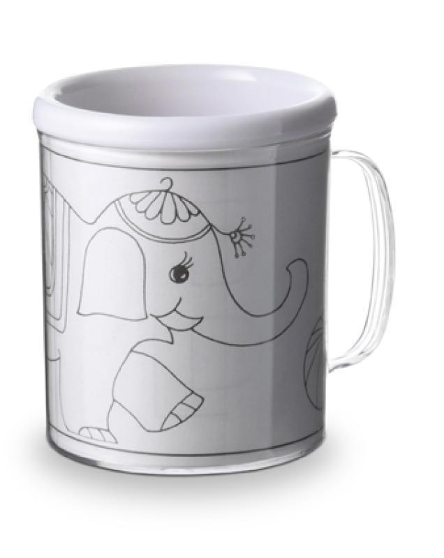 Drawing mug, with three colouring pictures
