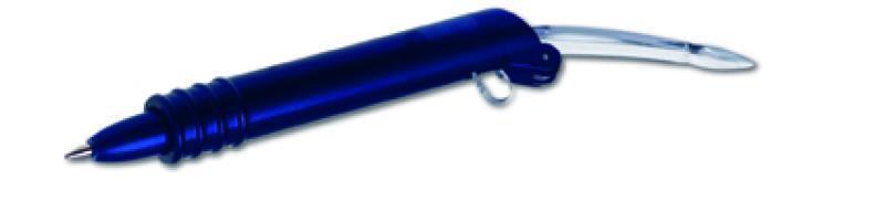 Mini ballpen with folding clip, blue ink (D)