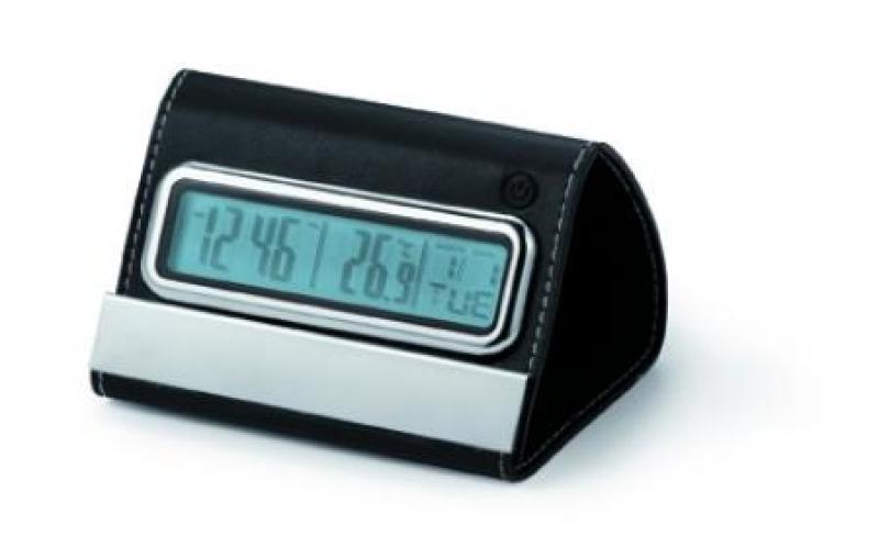 Traveller alarm clock with temperature and calendar, incl batt