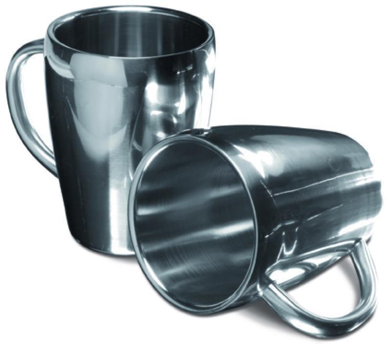 Set of two steel mugs (0.20 litre capacity)