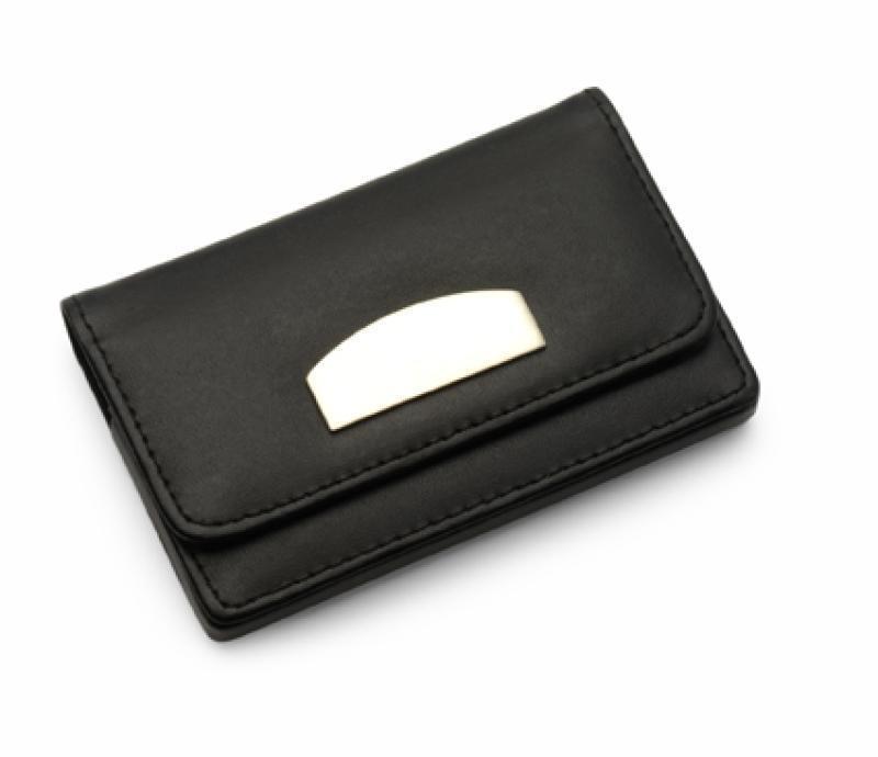 Business card holder with velour interior and magnetic fastening.