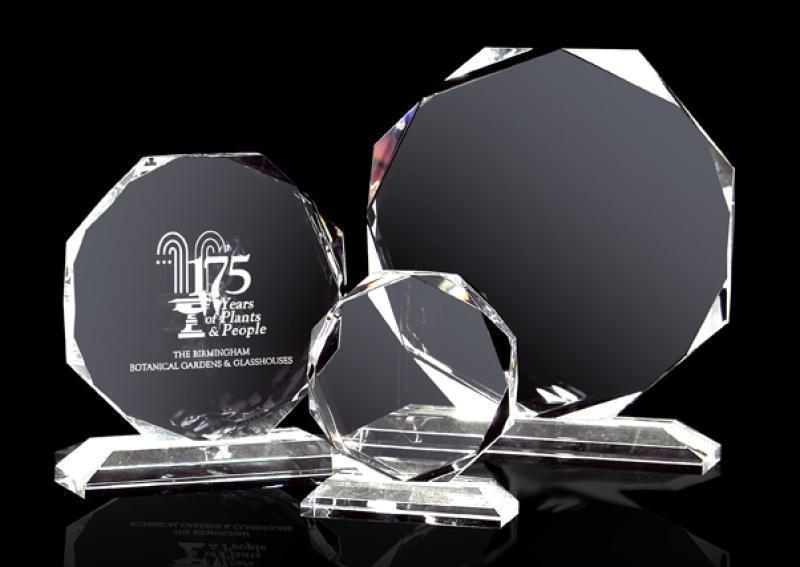 Medium Size Crystal Octagon Award