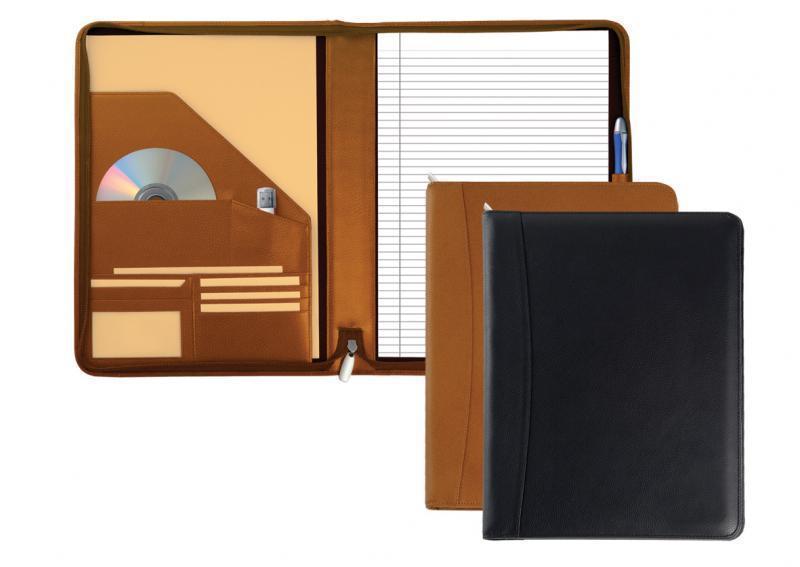 A4 Zipped Melbourne Conference Folder in Nappa Leather