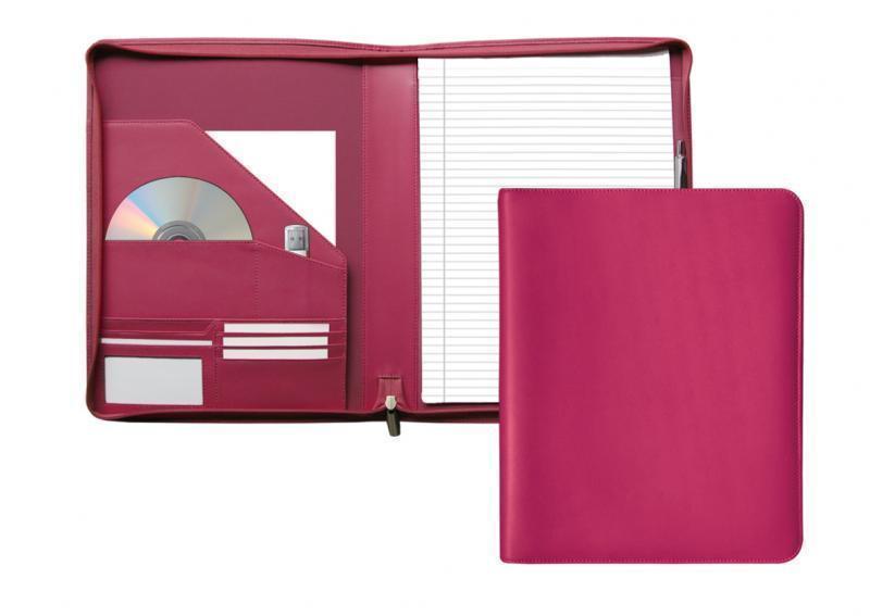 A4 Zipped Malvern Conference Folder in Pink Leather.