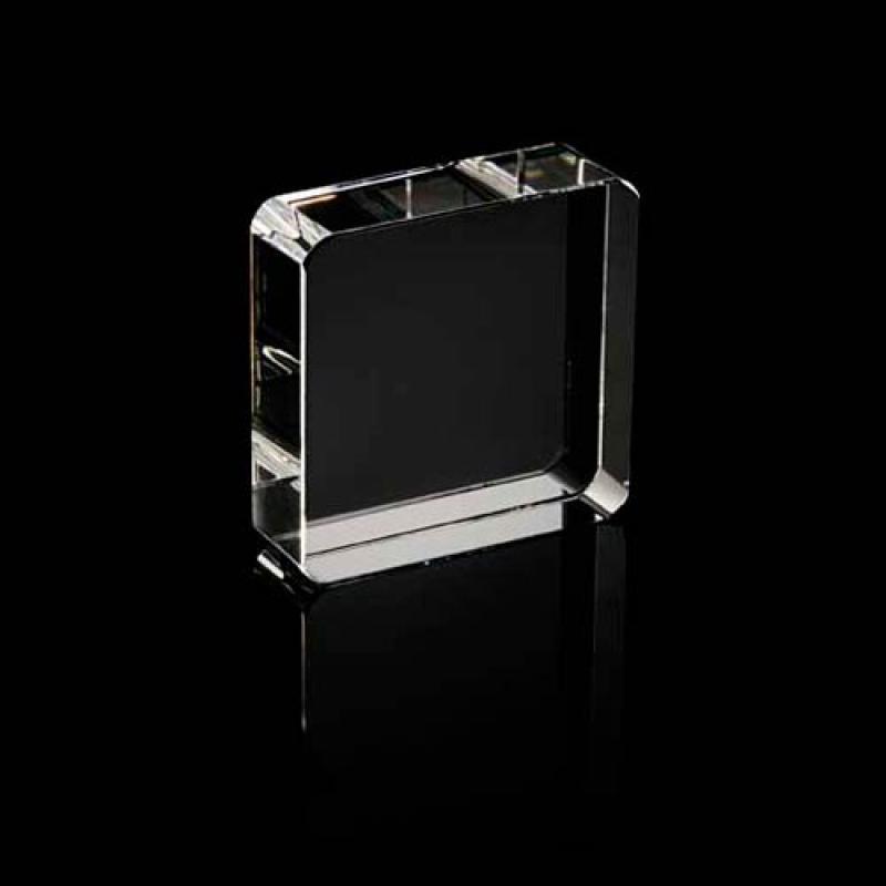 Square Crystal Paperweight with Rounded Corners