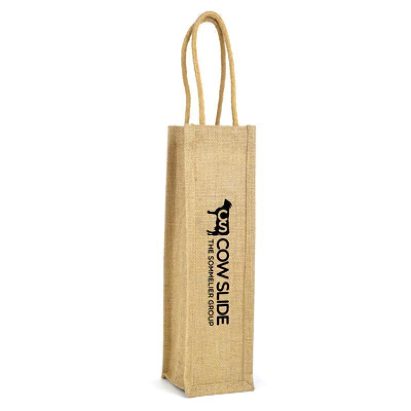 Jute One Bottle Wine Bag