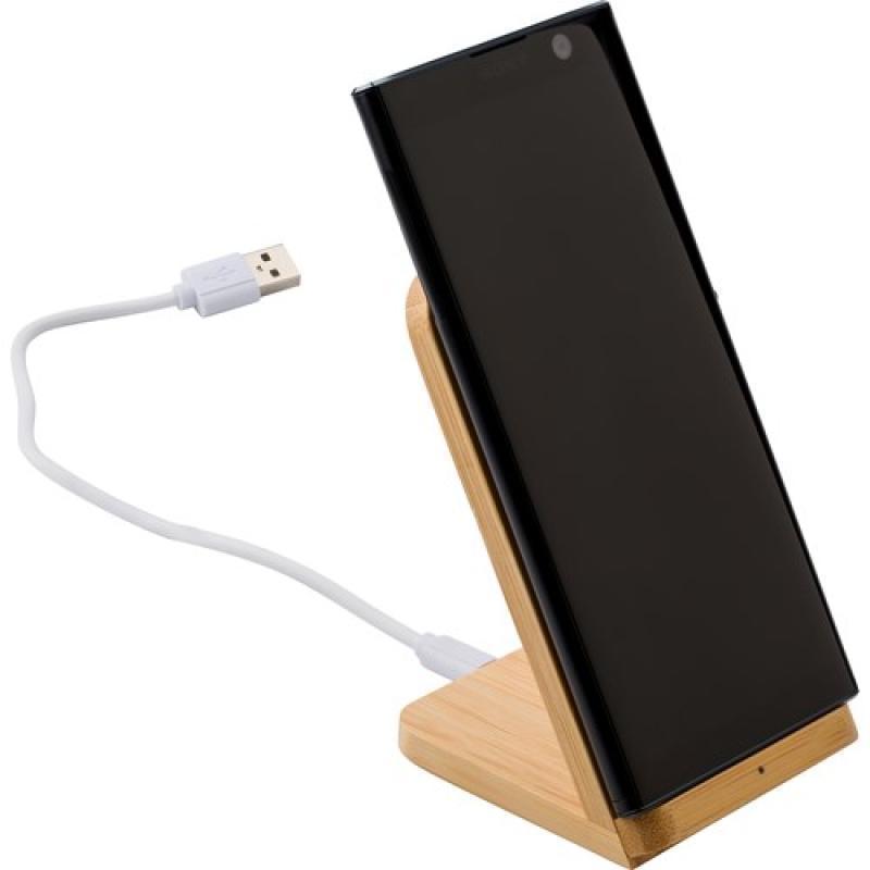 Bamboo Phone Holder with Wireless Charger 