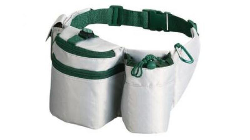 BELT BAG WITH BOTTLE HOLDER â€“ With small compass attached