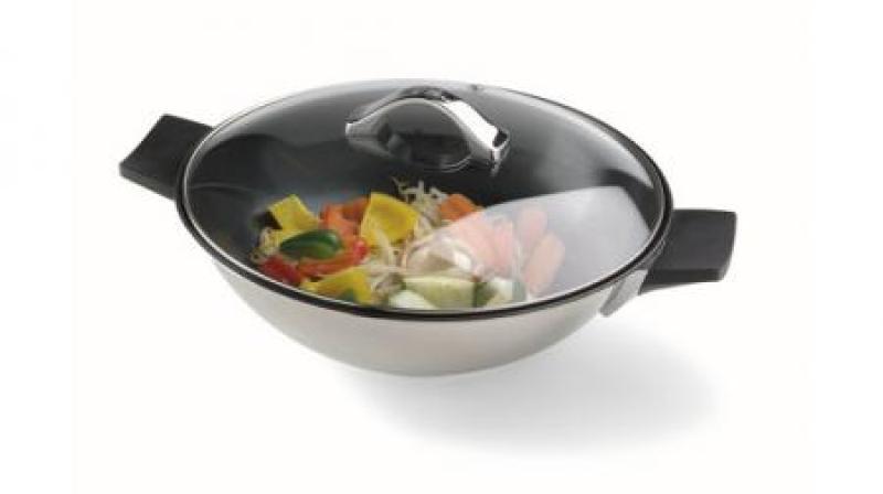 KEN HOM 32cm TAO STAINLESS STEEL CANTONESE WOK â€“ With glass lid.
