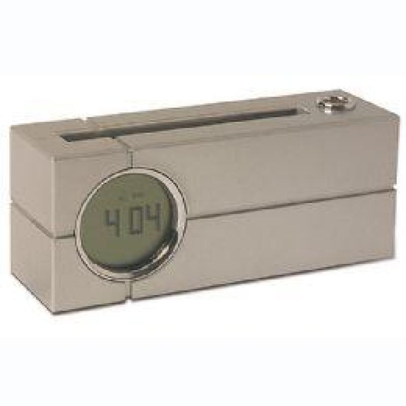 Desk Clock with Business Card and Pen Holder
